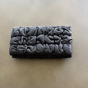 Chic Black Gathered Evening Clutch